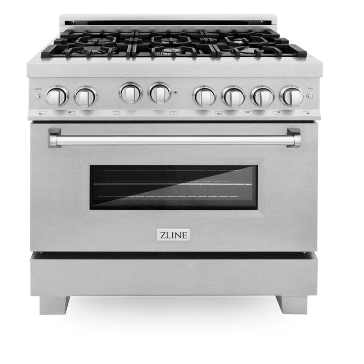 ZLINE 36 in. 4.6 cu. ft. Gas Oven and Gas Cooktop Range with Griddle in Fingerprint Resistant Stainless Steel (RGS-SN-GR-36)