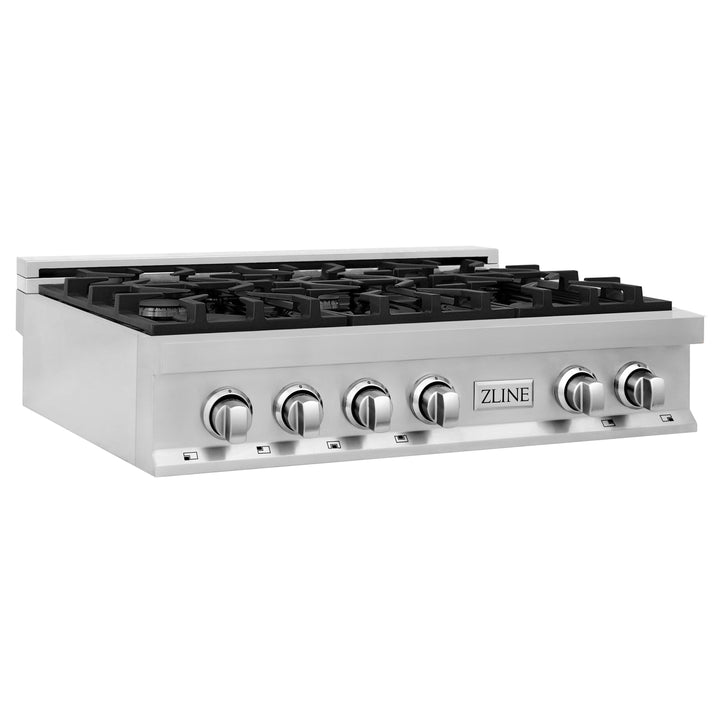 ZLINE 36 in. Porcelain Gas Stovetop with 6 Gas Burners (RT36) Available with Brass Burners