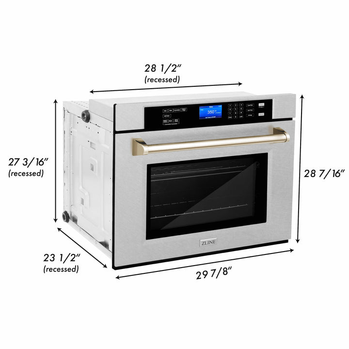 ZLINE 30 in. Autograph Edition Electric Single Wall Oven with Self Clean and True Convection in Fingerprint Resistant Stainless Steel and Accents (AWSSZ-30)