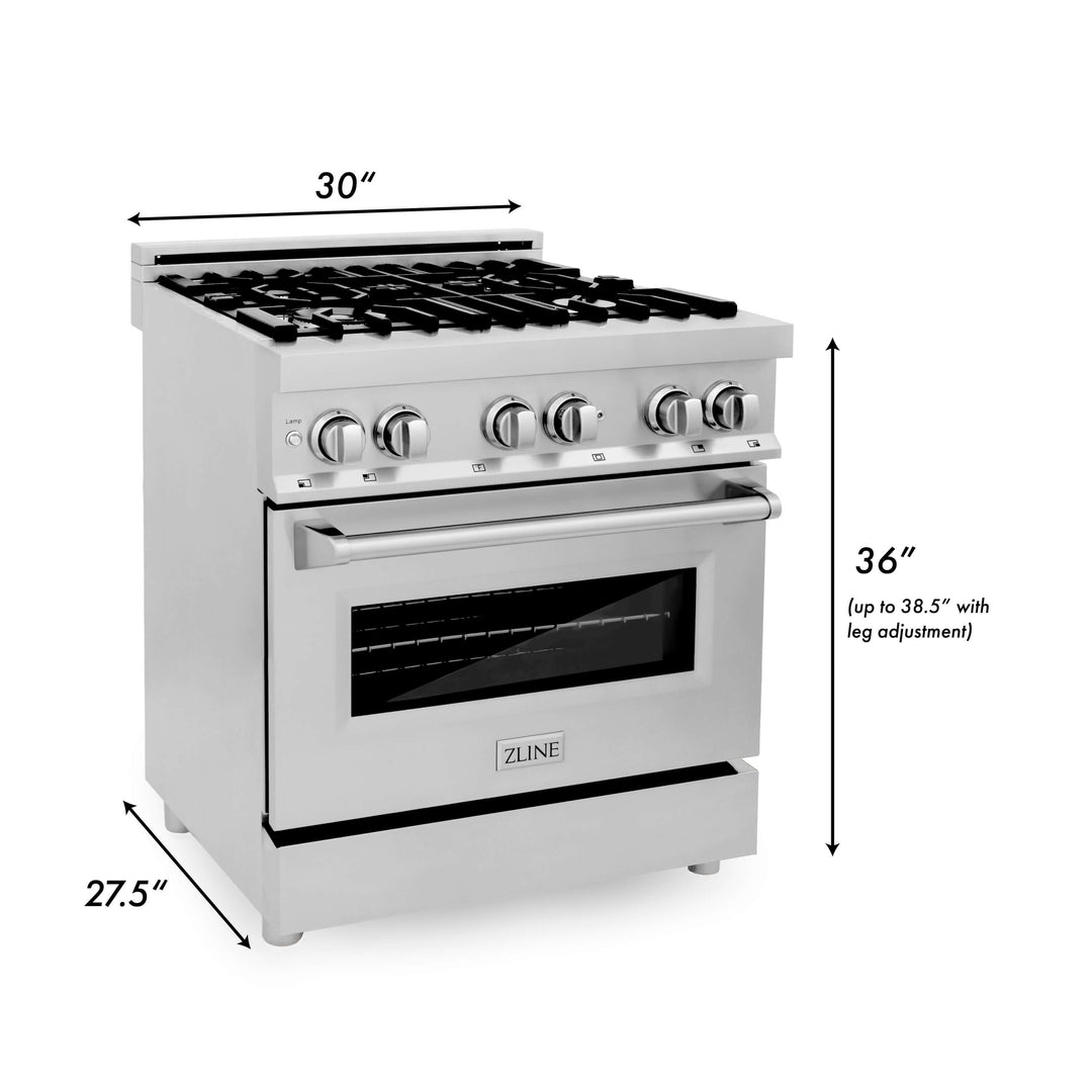 ZLINE 30 in. 4.0 cu. ft. Electric Oven and Gas Cooktop Dual Fuel Range with Griddle in Stainless Steel (RA-GR-30)
