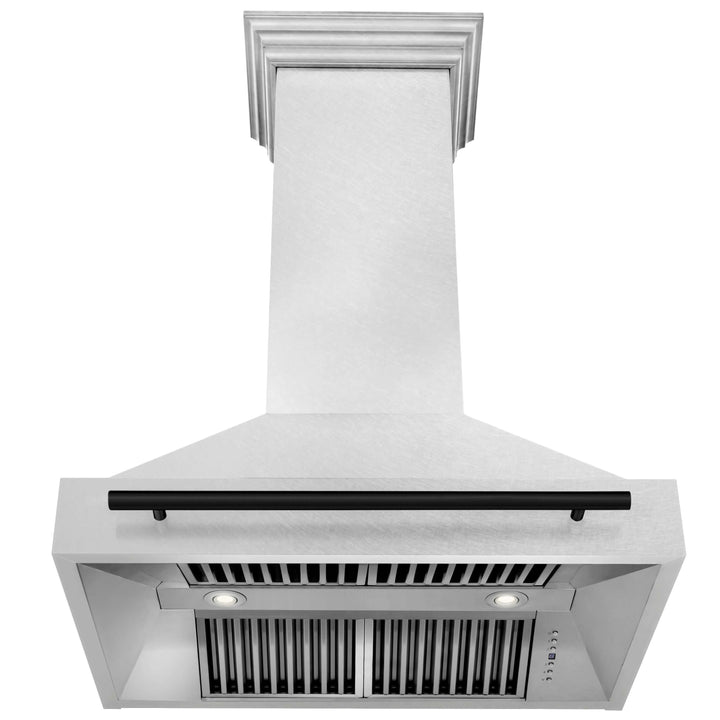 36 in. ZLINE Autograph Edition Fingerprint Resistant Stainless Steel Range Hood with Stainless Steel Shell and Colored Handle (8654SNZ-36)