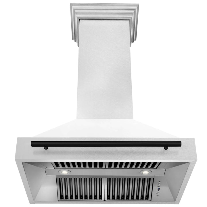 36 in. ZLINE Autograph Edition Fingerprint Resistant Stainless Steel Range Hood with White Matte Shell and Accented Handle (8654SNZ-WM36)