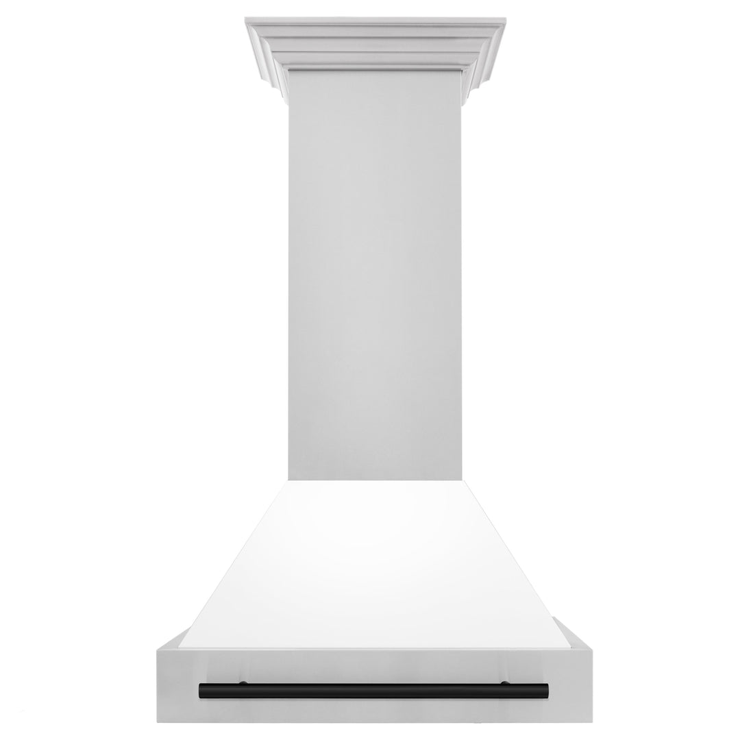 ZLINE 30 in. Autograph Edition Stainless Steel Range Hood with White Matte Shell and Accents (8654STZ-WM30)