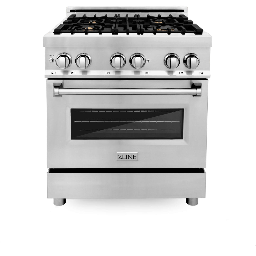 ZLINE 30 in. 4.0 cu. ft. Dual Fuel Range with Gas Stove and Electric Oven in Stainless Steel with Color Door Options (RA30)
