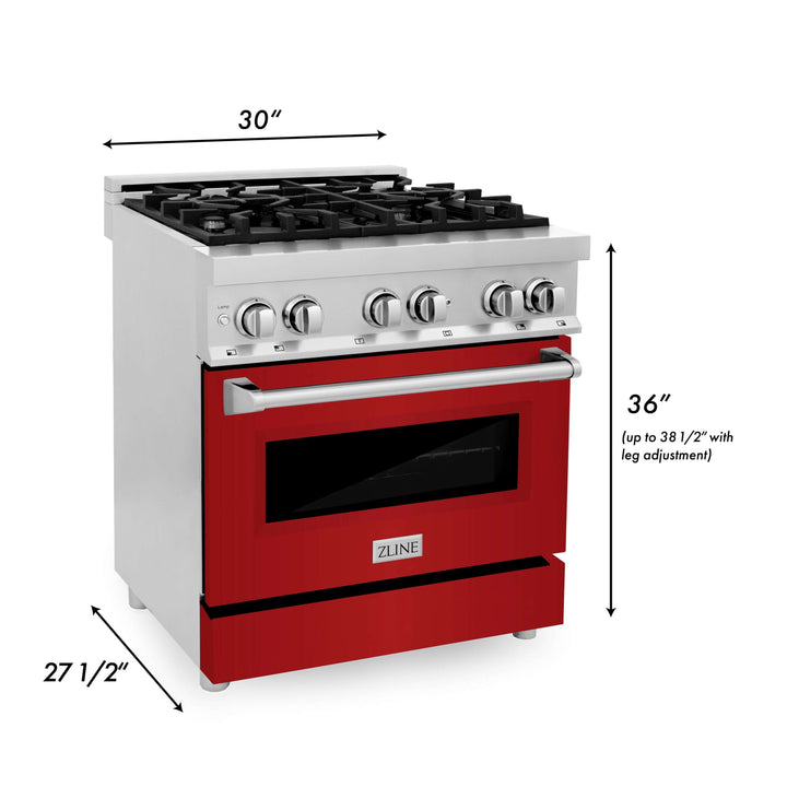 ZLINE 30 in. 4.0 cu. ft. Dual Fuel Range with Gas Stove and Electric Oven in Stainless Steel with Color Door Options (RA30)