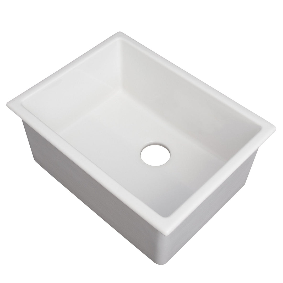 ZLINE 24 in. Rome Dual Mount Single Bowl Fireclay Kitchen Sink with Bottom Grid (FRC5123)