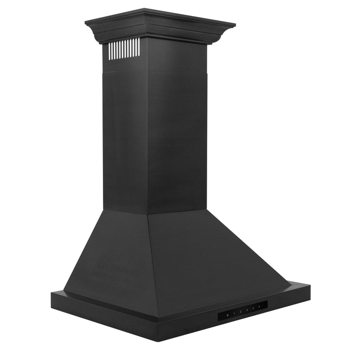  ZLINE 36-inch Convertible Vent Wall Mount Range Hood in Black Stainless Steel with Crown Molding