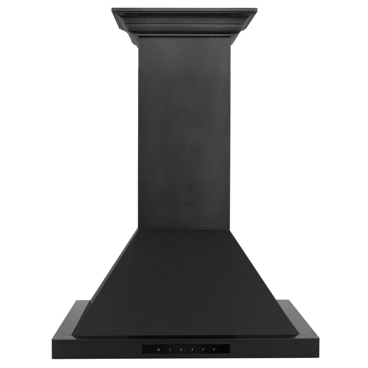  ZLINE 36-inch Convertible Vent Wall Mount Range Hood in Black Stainless Steel with Crown Molding