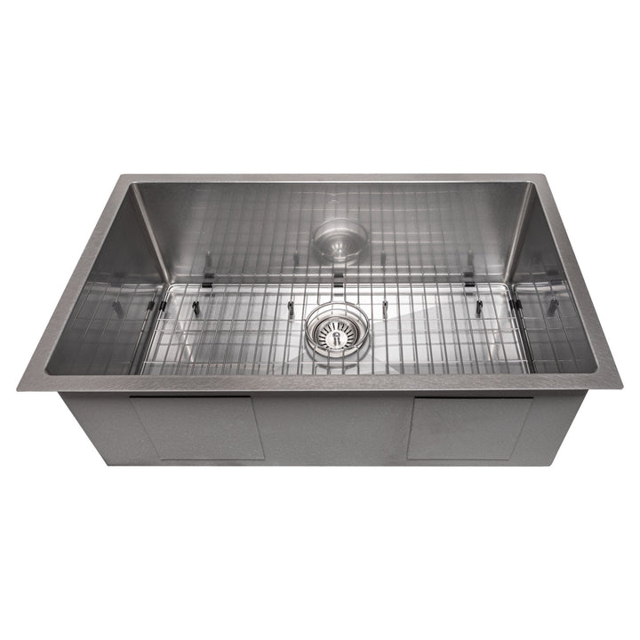 ZLINE 30" Meribel Undermount Single Bowl Stainless Steel Kitchen Sink with Bottom Grid (SRS-30)