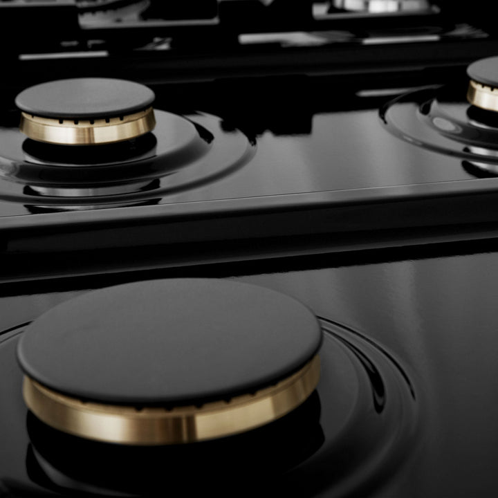 ZLINE Autograph Edition 30 in. Porcelain Rangetop with 4 Gas Burners in DuraSnow Stainless Steel with Accents (RTSZ-30)