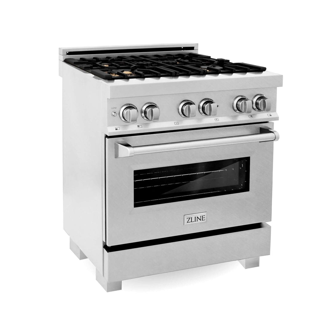 ZLINE 30 in. 4.0 cu. ft. Dual Fuel Range with Gas Stove and Electric Oven in All Fingerprint Resistant Stainless Steel with Color Door Options (RAS-SN-30)