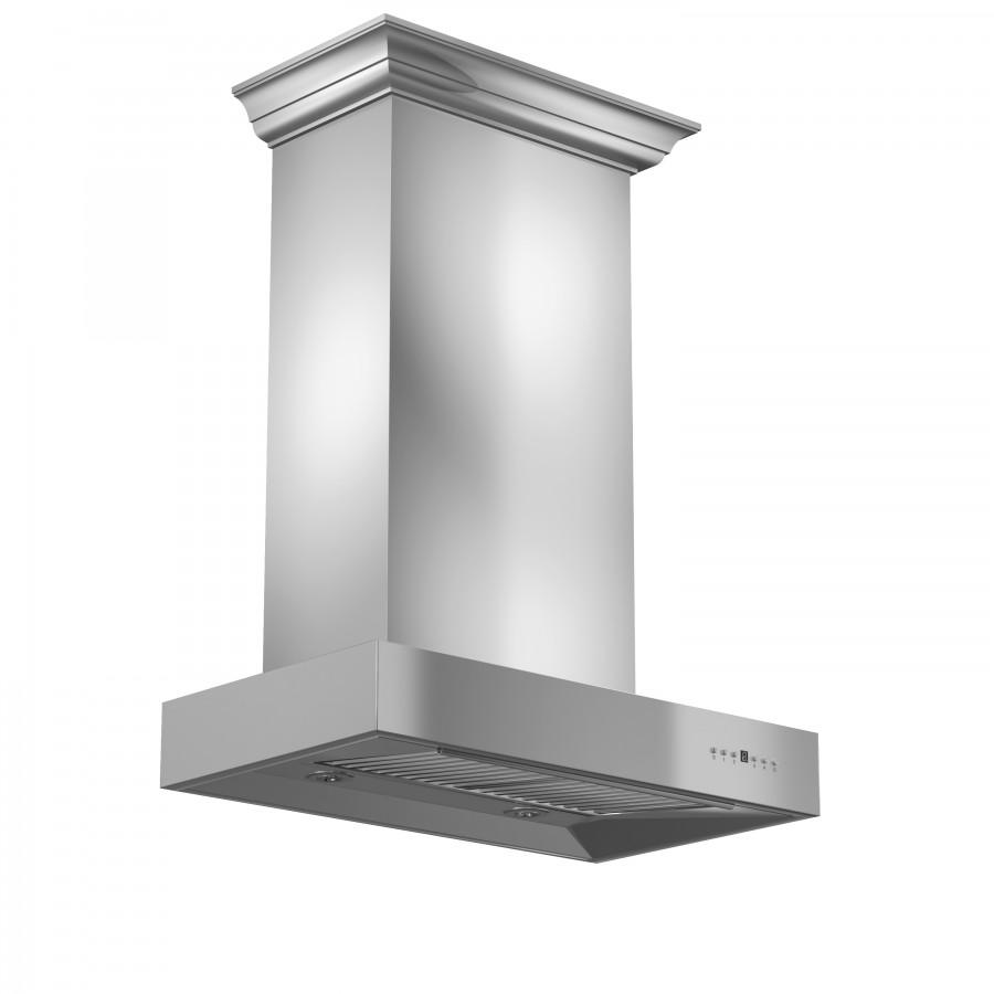 ZLINE 30 in. Professional Wall Mount Range Hood In Stainless Steel With Crown Molding (KECOMCRN-30)