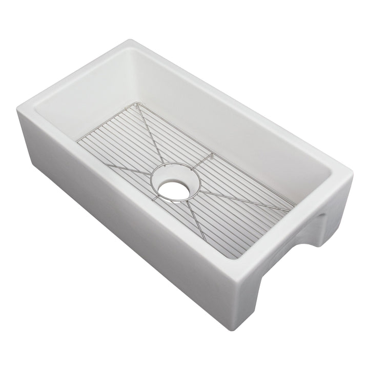 ZLINE 30 in. Venice Farmhouse Apron Front Reversible Single Bowl Fireclay Kitchen Sink with Bottom Grid (FRC5119)