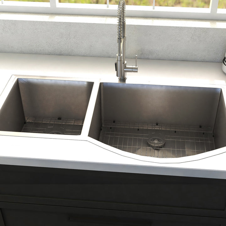 ZLINE 33 in. Cortina Undermount Double Bowl Kitchen Sink with Bottom Grid (SC70D)
