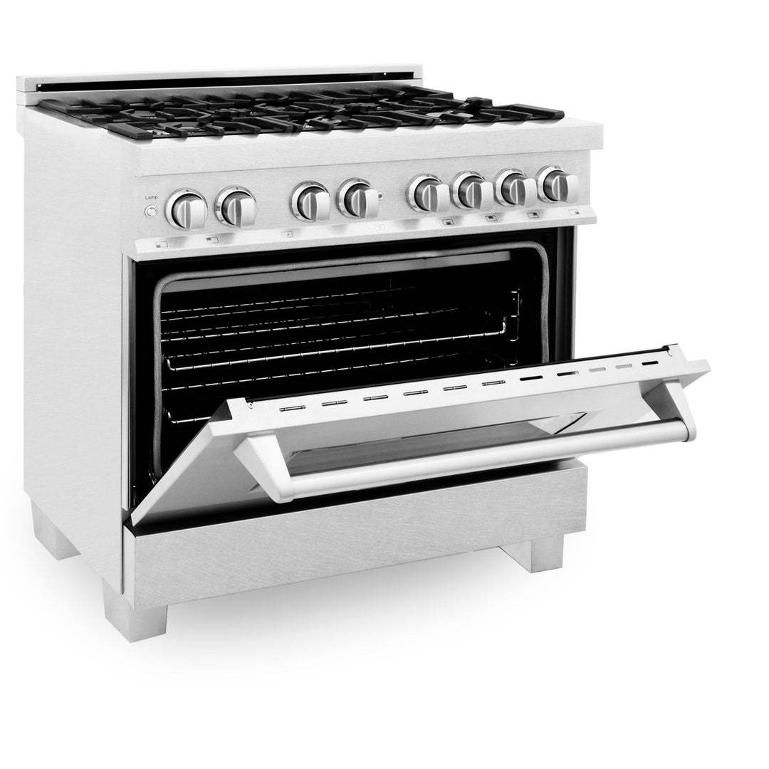 ZLINE 36" Professional Dual Fuel Range in DuraSnow® Stainless Steel with Color Door Finishes - Ranges - ZLINE Kitchen and Bath - ZLINE 36 in. Professional Dual Fuel Stainless  | Rustic Kitchen and Bath