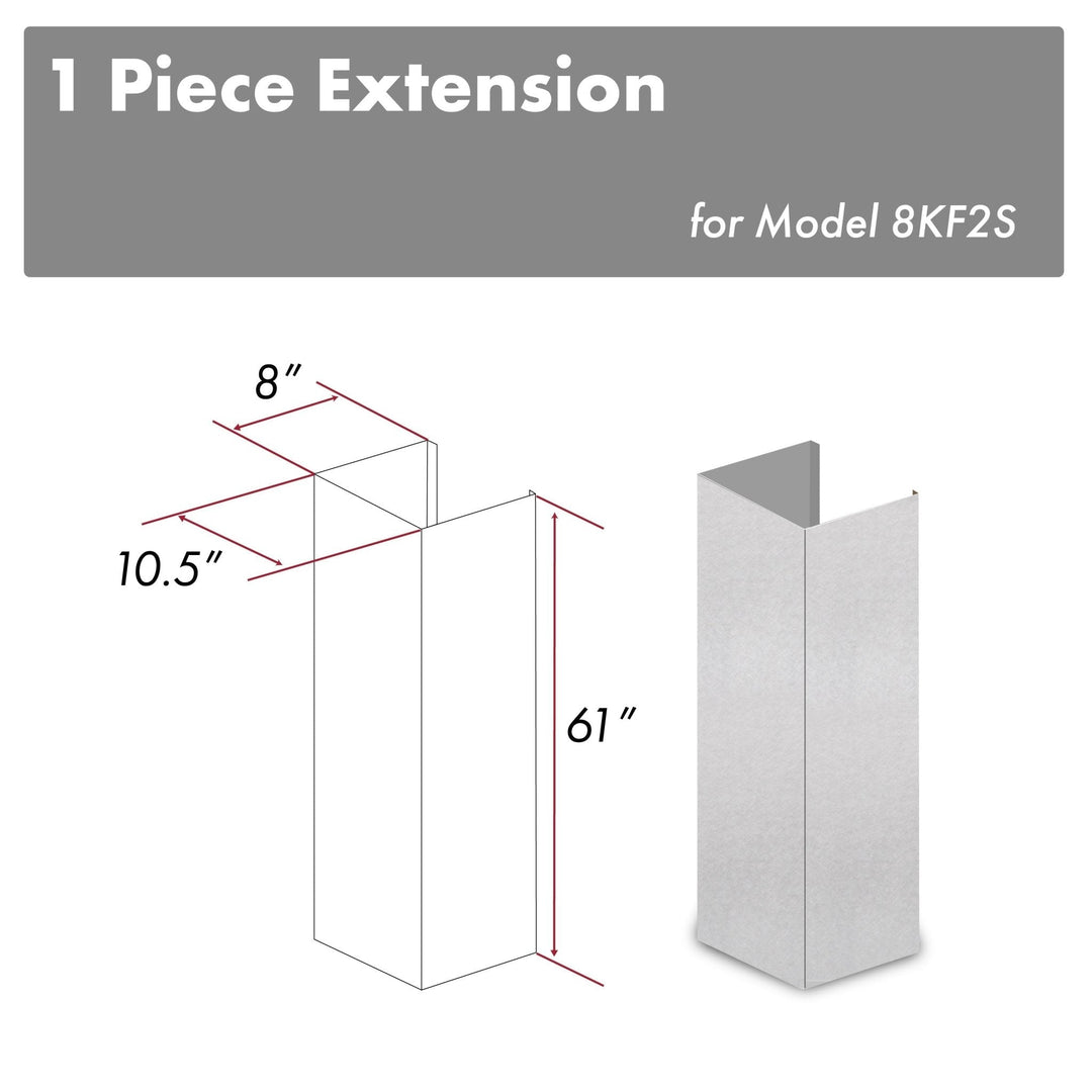 ZLINE 61 in. DuraSnow Stainless Steel Chimney Extension for Ceilings up to 12.5 ft. (8KF2S-E)