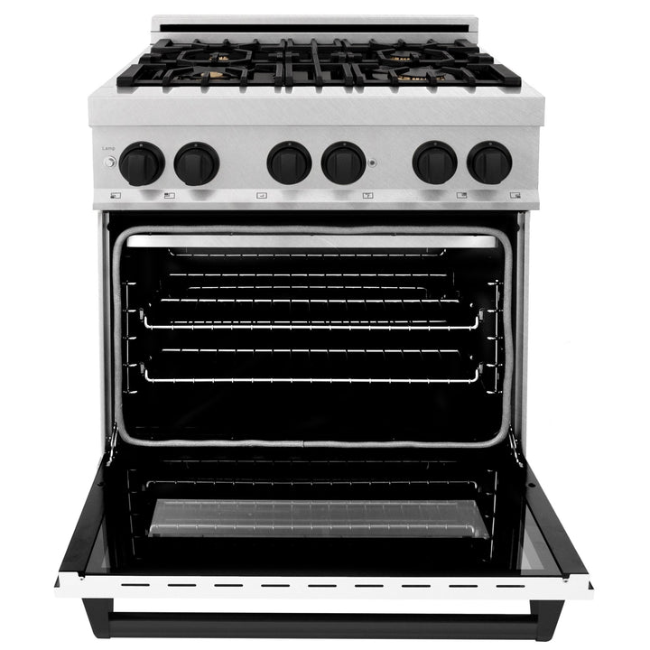 ZLINE Autograph Edition 30 in. 4.0 cu. ft. Dual Fuel Range with Gas Stove and Electric Oven in Fingerprint Resistant Stainless Steel with White Matte Door (RASZ-WM-30)