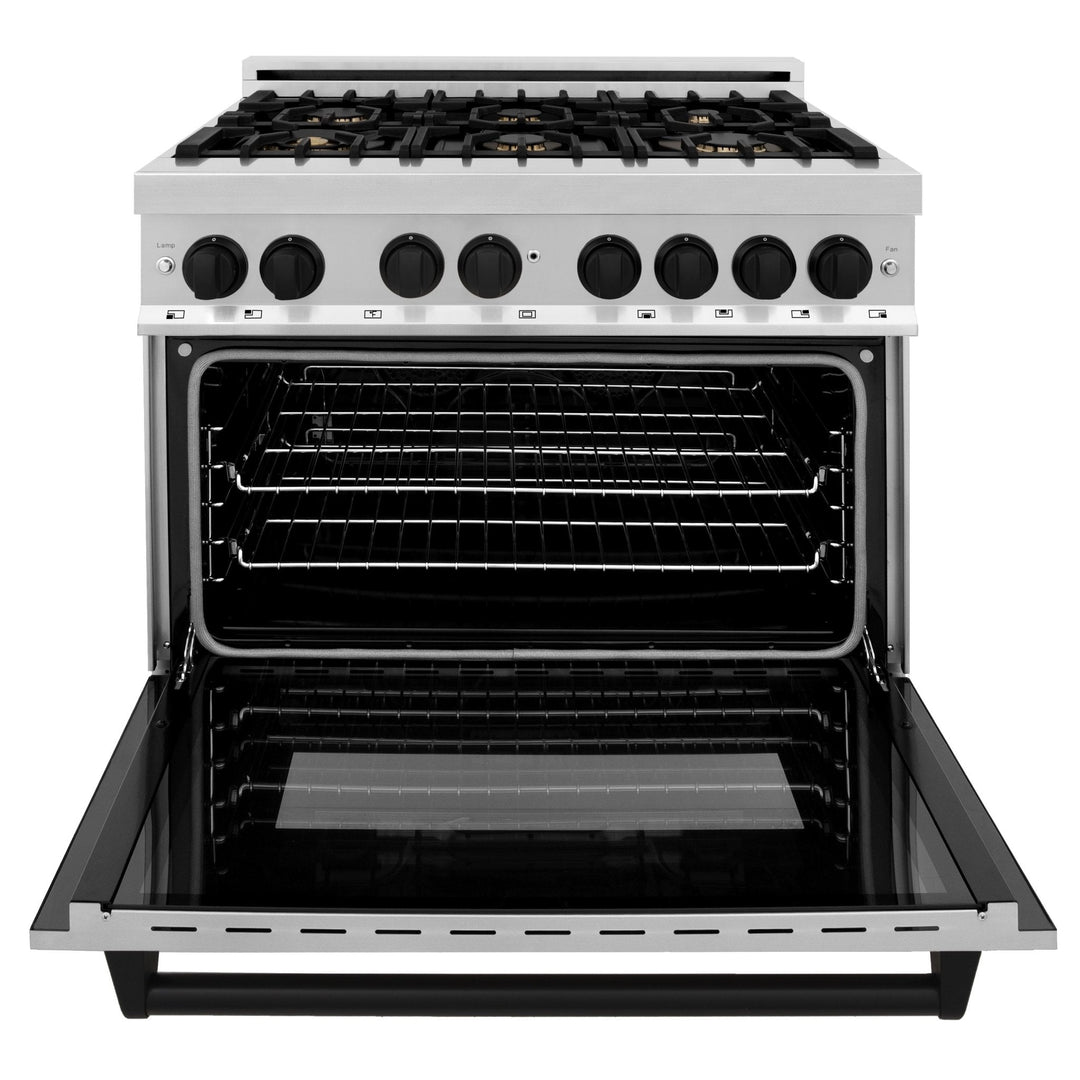 ZLINE Autograph Edition 36 in. 4.6 cu. ft. Dual Fuel Range with Gas Stove and Electric Oven in Stainless Steel with Accents (RAZ-36)