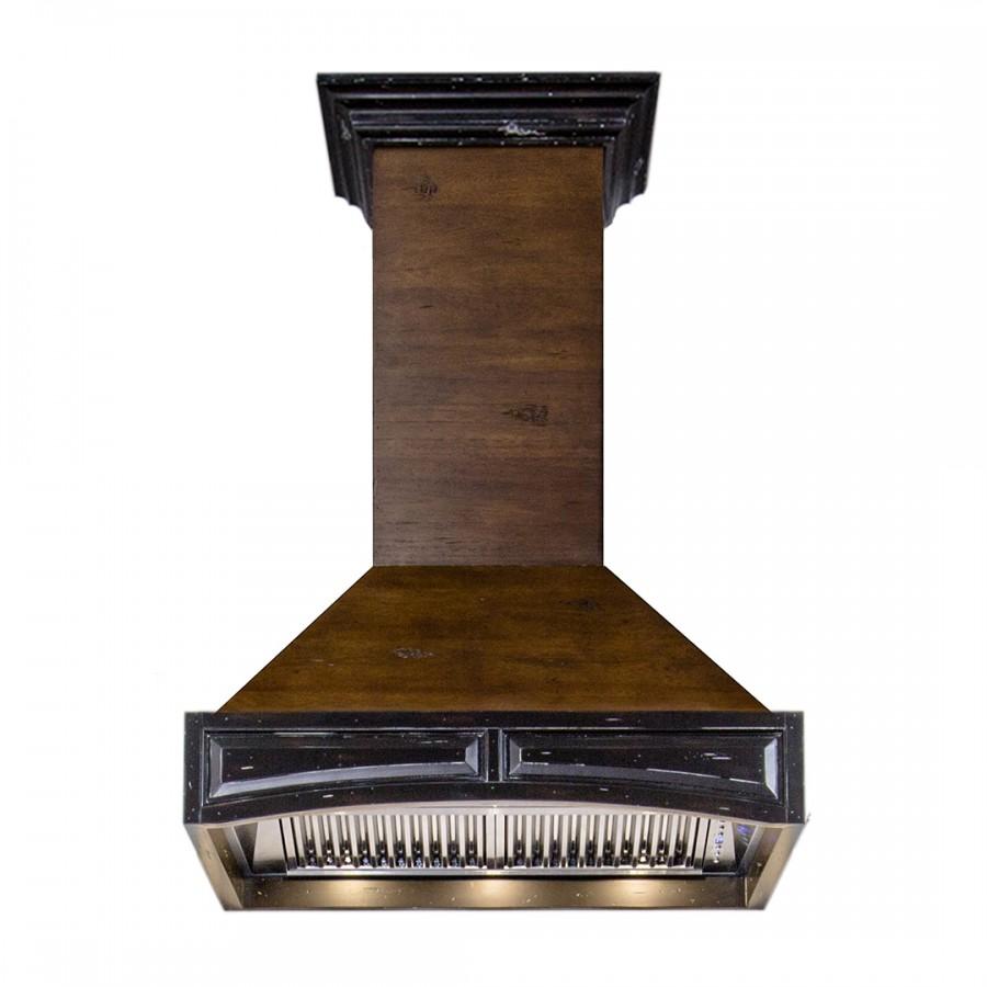 ZLINE 30 in. Wooden Wall Mount Range Hood in Antigua and Walnut - Includes Remote Motor