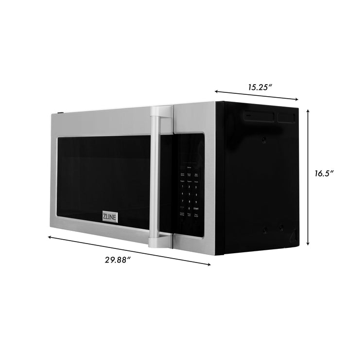 ZLINE 30 in. Recirculating Over the Range Convection Microwave Oven with Traditional Handle and Charcoal Filters in Stainless Steel (MWO-OTRCFH-30)