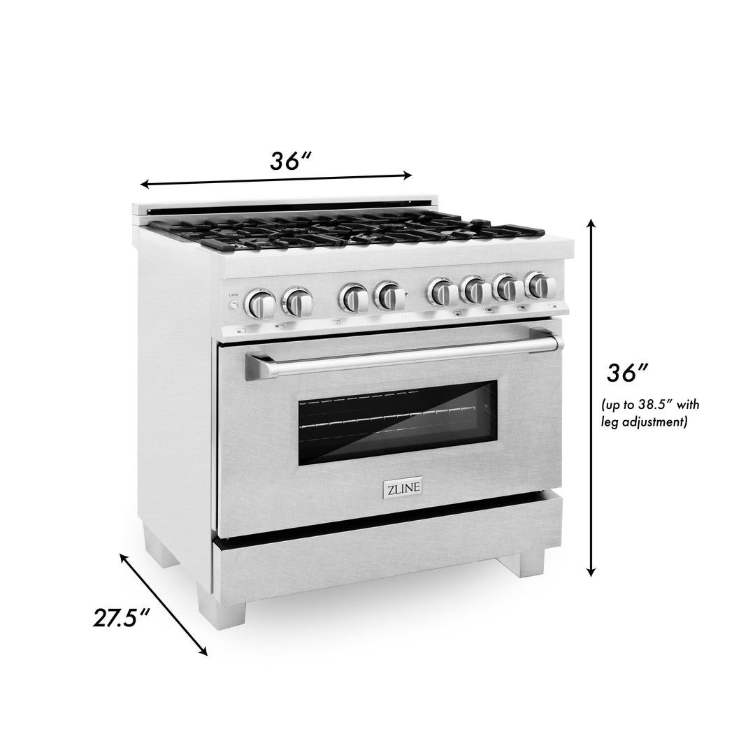 ZLINE 36 in. 4.6 cu. ft. Electric Oven and Gas Cooktop Dual Fuel Range with Griddle in Fingerprint Resistant Stainless (RAS-SN-GR-36)