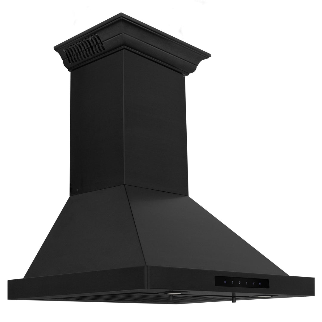 ZLINE 24-inch Ducted Vent Wall Mount Range Hood in Black Stainless Steel with Built-in ZLINE CrownSound™ Bluetooth Speakers