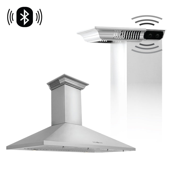 ZLINE 30 in. Ducted Vent Wall Mount Range Hood in Stainless Steel with Built-in ZLINE CrownSound™ Bluetooth Speakers (KL2CRN-BT)