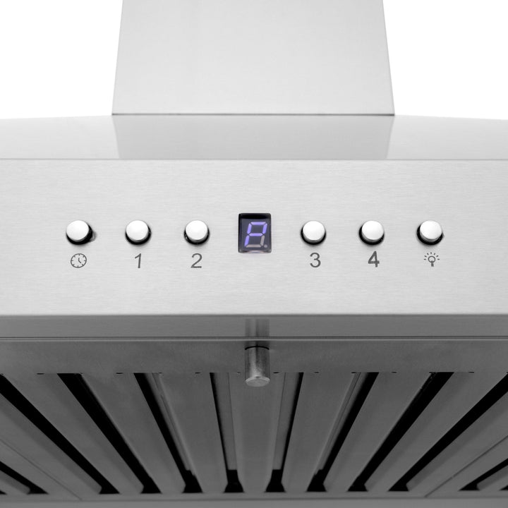 ZLINE Ducted Vent Wall Mount Range Hood in Stainless Steel with Built-in ZLINE CrownSound™ Bluetooth Speakers (KL3CRN-BT)